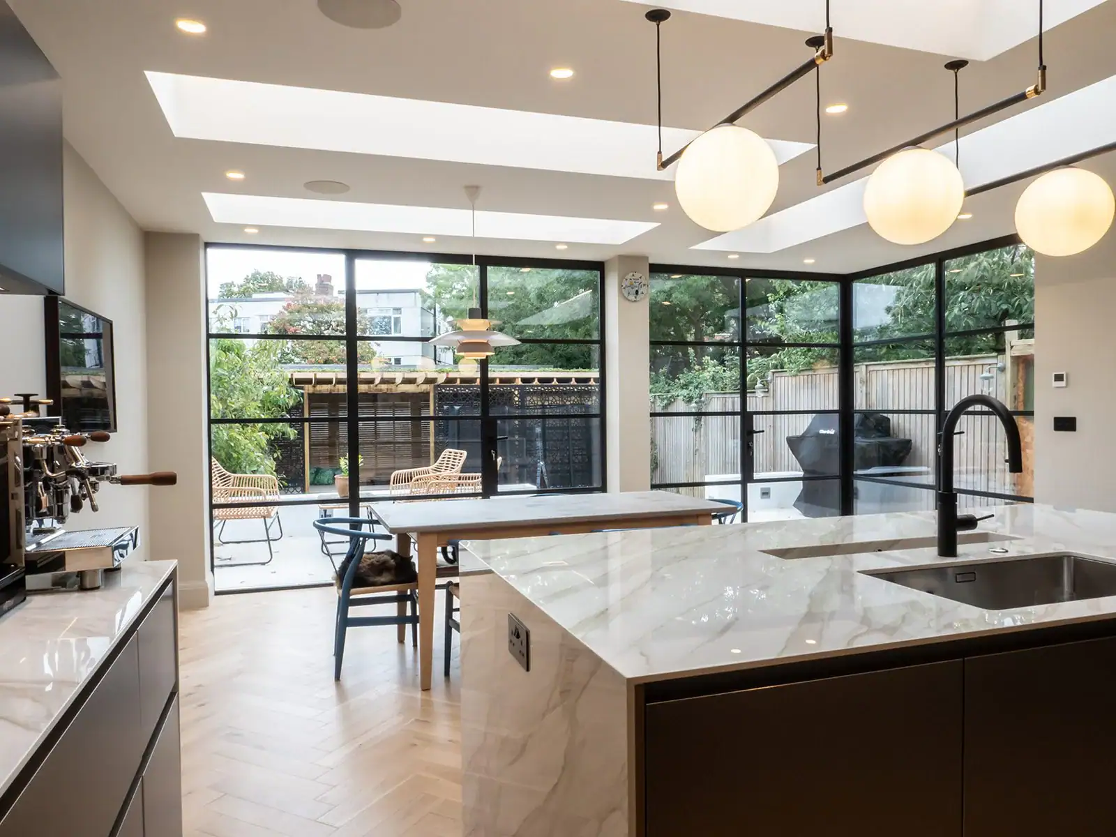 Finished open-plan Gibson Builders kitchen extension